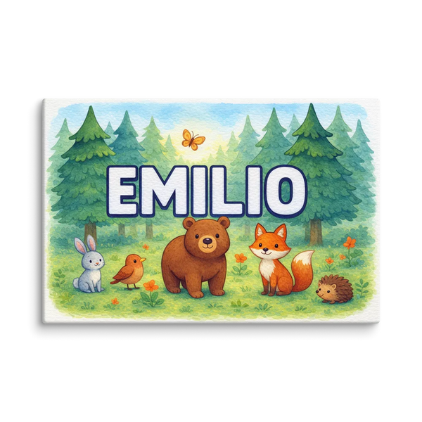 Emilio Name Art - Forest Friends Personalized Wall Art