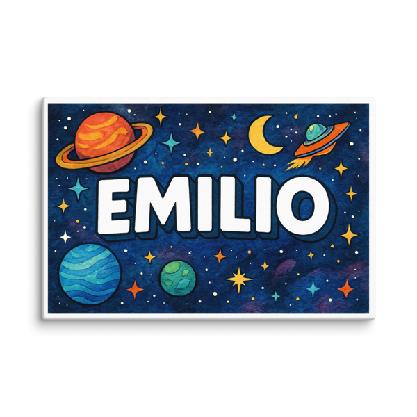 Emilio Name Art - Space Explorers Personalized Wall Art