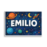 Emilio Name Art - Space Explorers personalized wall print for kids