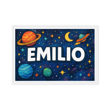Emilio Name Art - Space Explorers personalized wall print for kids