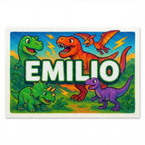 Emilio Name Art - Dinosaur Adventure personalized wall print for kids