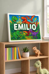 Emilio Name Art - Dinosaur Adventure personalized wall print for kids