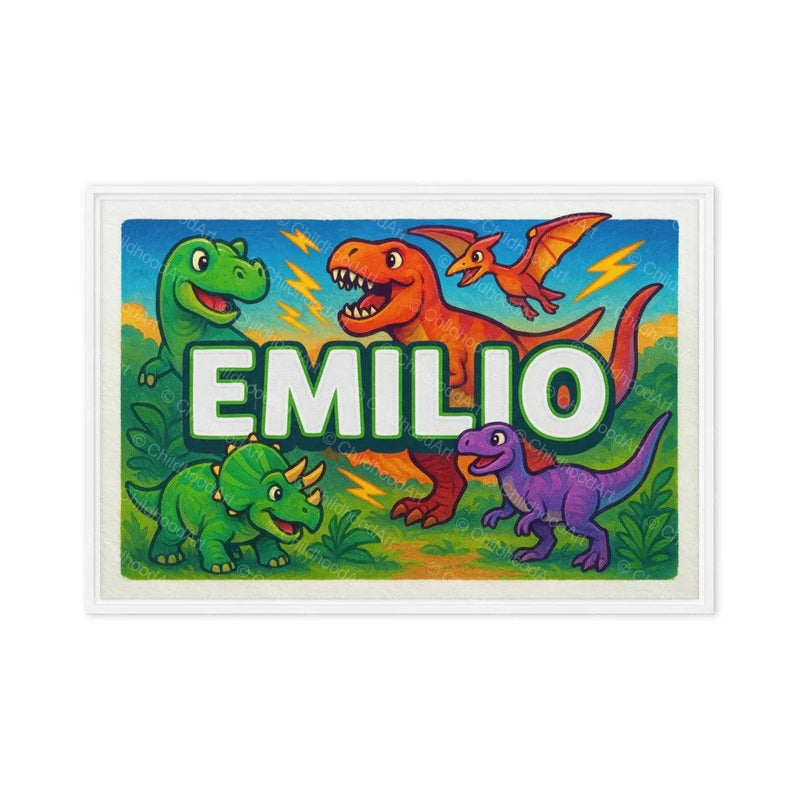 Emilio Name Art - Dinosaur Adventure personalized wall print for kids