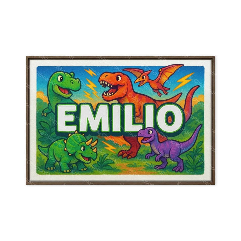 Emilio Name Art - Dinosaur Adventure personalized wall print for kids