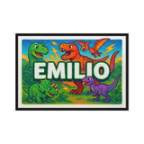Emilio Name Art - Dinosaur Adventure personalized wall print for kids