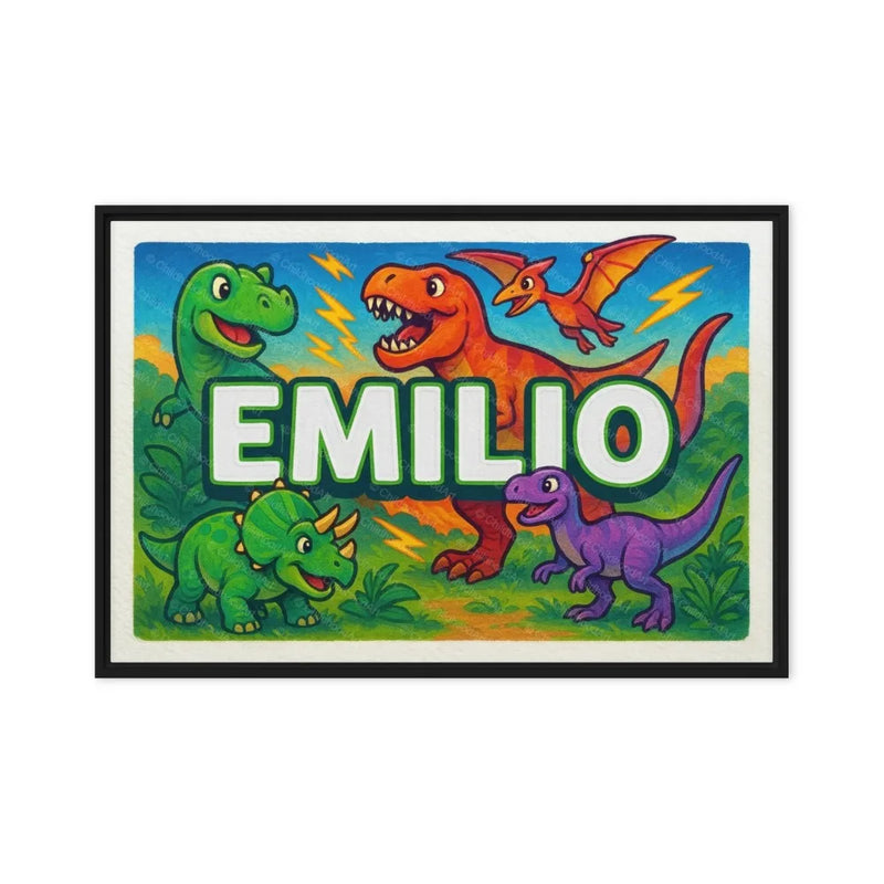 Emilio Name Art - Dinosaur Adventure personalized wall print for kids