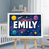 Emily Name Art - Space Explorers personalized wall print for kids