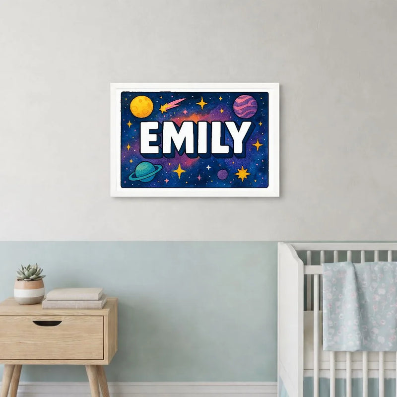 Emily Name Art - Space Explorers personalized wall print for kids