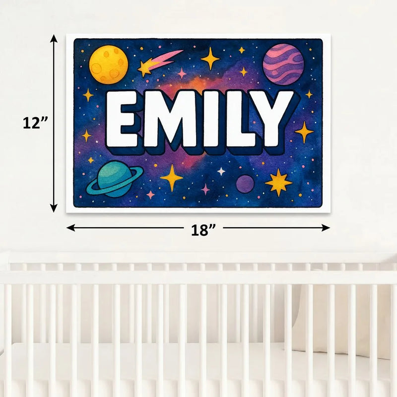 Emily Name Art - Space Explorers personalized wall print for kids