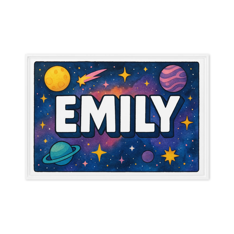 Emily Name Art - Space Explorers personalized wall print for kids