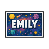 Emily Name Art - Space Explorers personalized wall print for kids