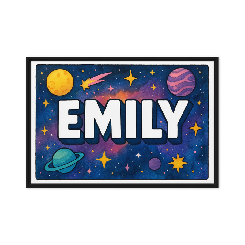 Emily Name Art - Space Explorers personalized wall print for kids