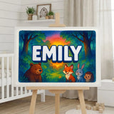 Emily Name Art - Forest Friends personalized wall print for kids