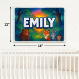 Emily Name Art - Forest Friends personalized wall print for kids