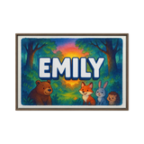 Emily Name Art - Forest Friends personalized wall print for kids