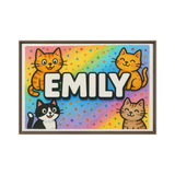 Emily Name Art - Colorful Cats personalized wall print for kids