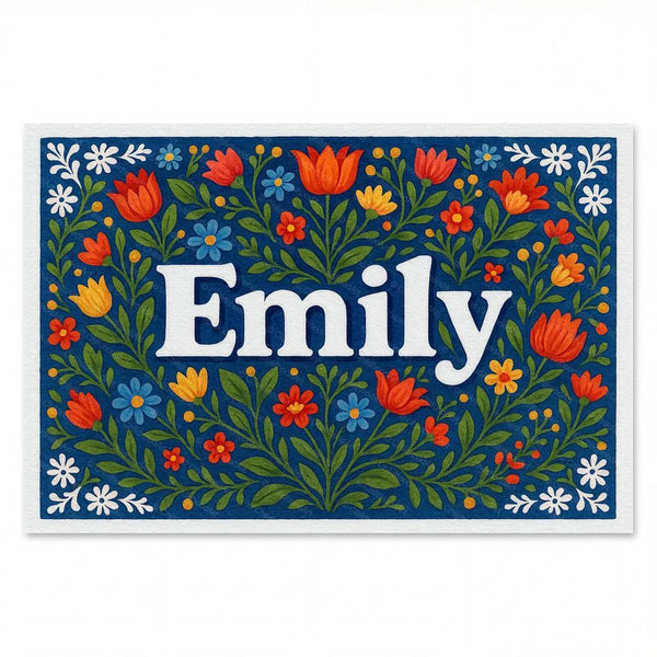 Emily Name Art - Floral Farmhouse Personalized Wall Art