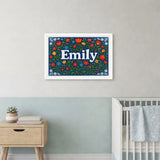 Emily Name Art - Floral Farmhouse personalized wall print for kids