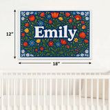 Emily Name Art - Floral Farmhouse personalized wall print for kids