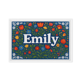 Emily Name Art - Floral Farmhouse personalized wall print for kids