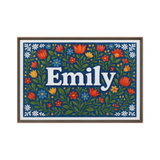 Emily Name Art - Floral Farmhouse personalized wall print for kids
