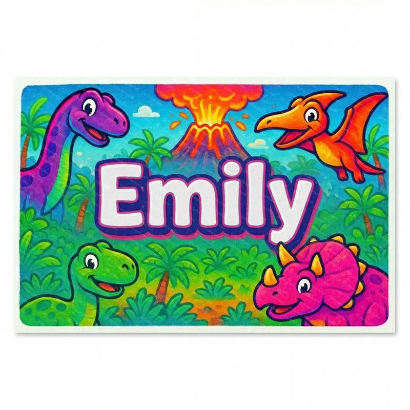 Emily Name Art - Dinosaur Adventure personalized wall print for kids
