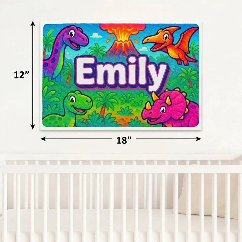 Emily Name Art - Dinosaur Adventure personalized wall print for kids