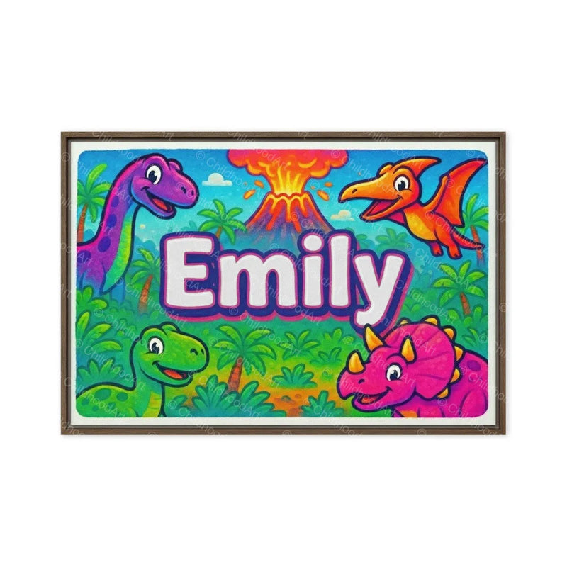 Emily Name Art - Dinosaur Adventure personalized wall print for kids