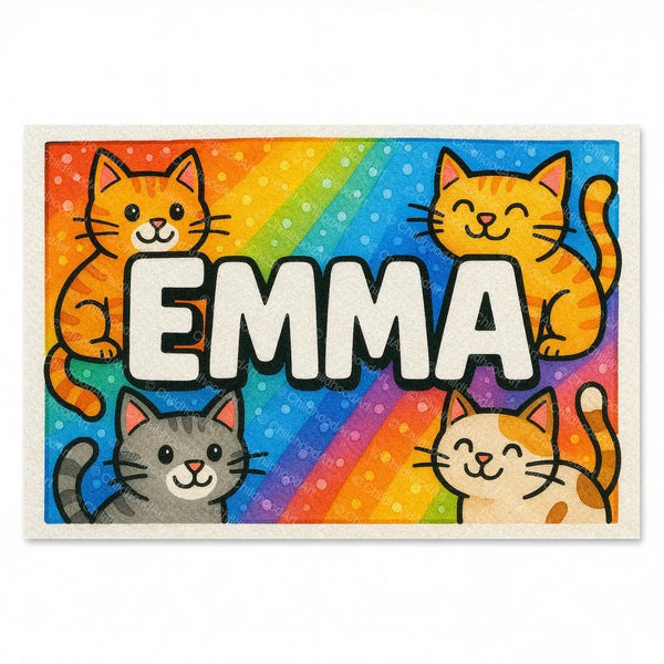 Emma Colorful Cats Name Art