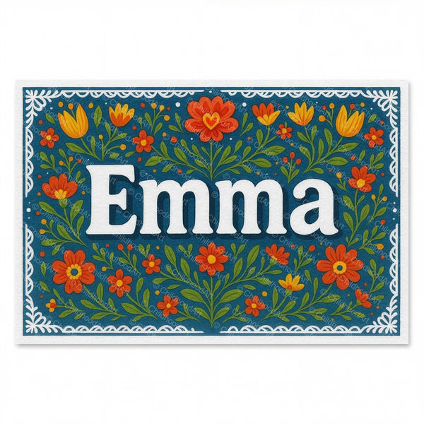 Emma Floral Farmhouse Name Art