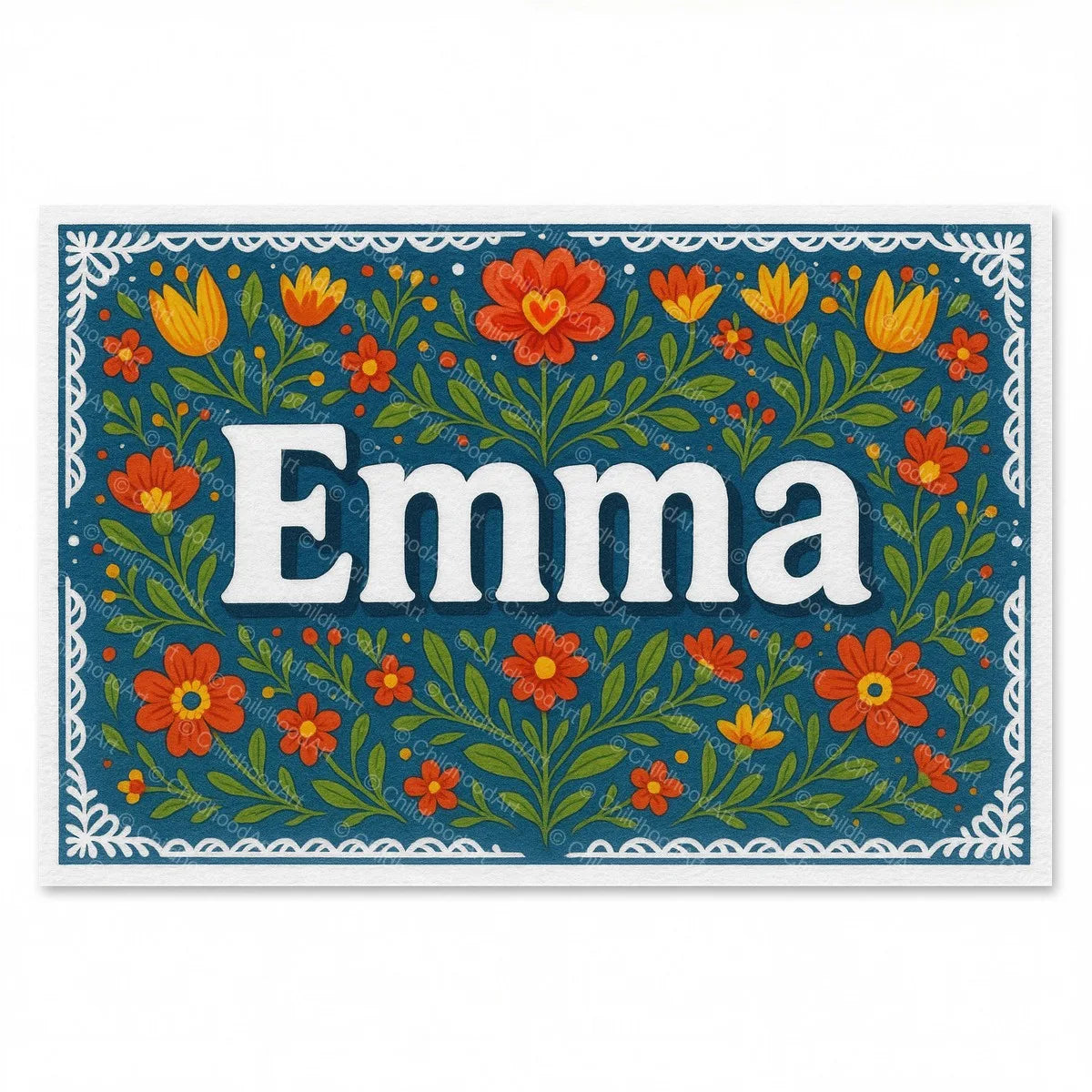 Emma Floral Farmhouse Name Art - Full size image