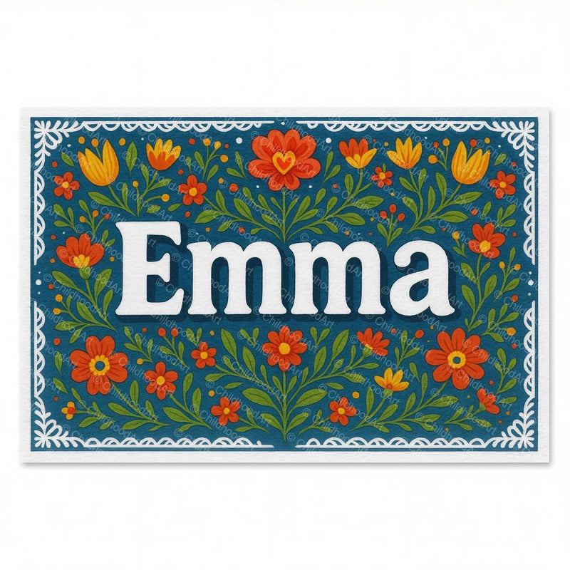 Calm personalized name art for Emma
