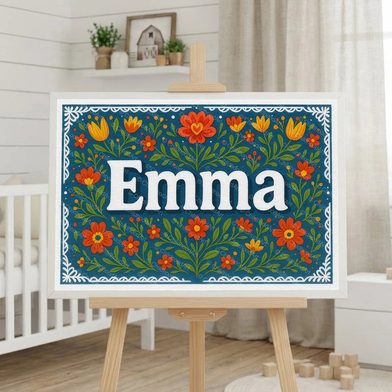 Calm personalized name art for Emma