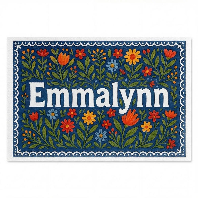 Emmalynn Name Art - Floral Farmhouse personalized wall print for kids