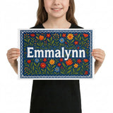 Emmalynn Name Art - Floral Farmhouse personalized wall print for kids