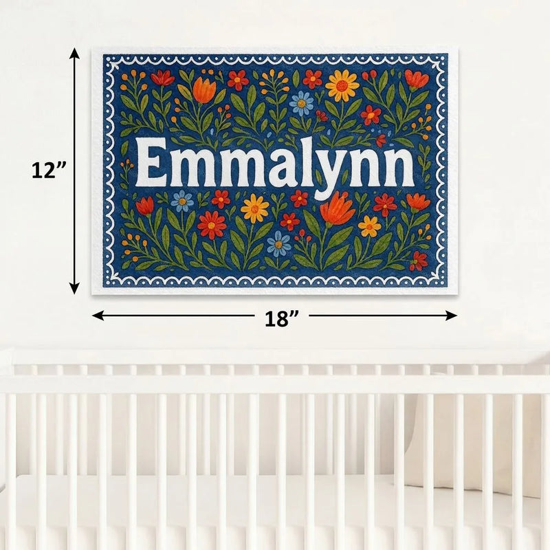 Emmalynn Name Art - Floral Farmhouse personalized wall print for kids