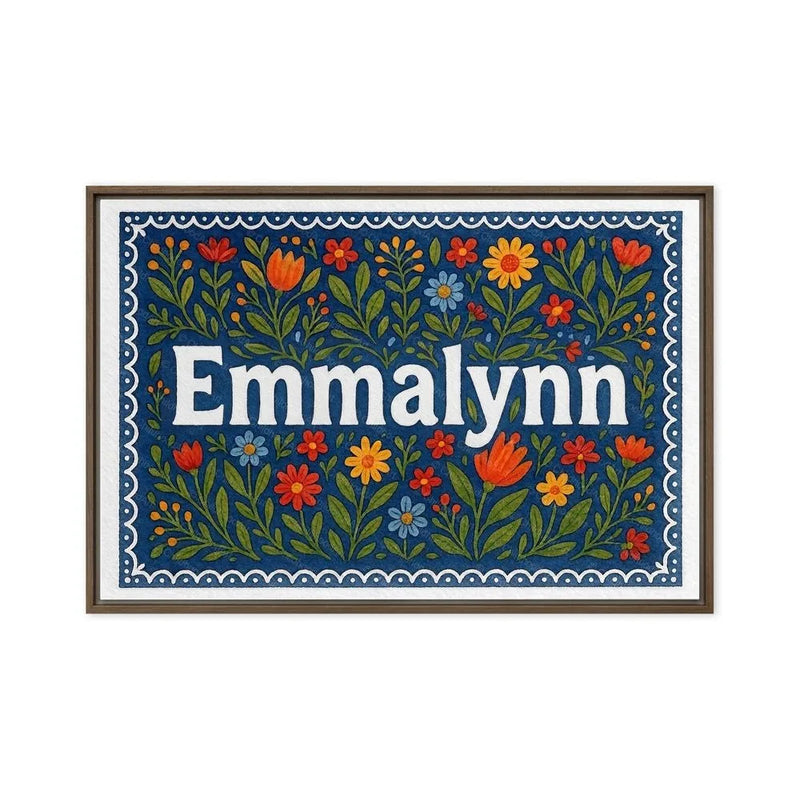 Emmalynn Name Art - Floral Farmhouse personalized wall print for kids