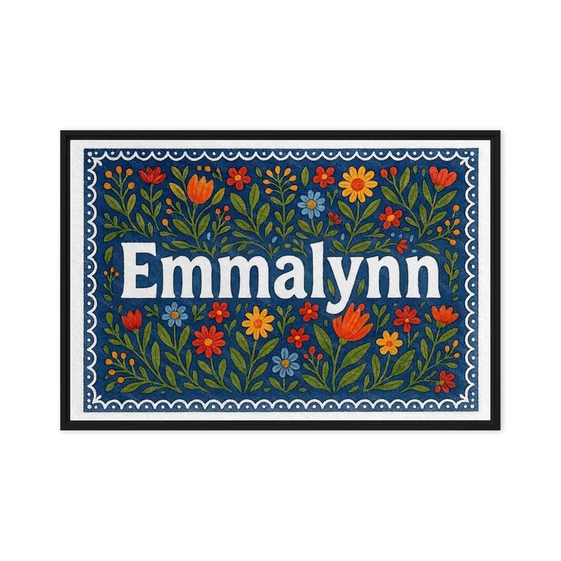 Emmalynn Name Art - Floral Farmhouse personalized wall print for kids