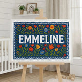 Emmeline Name Art - Floral Farmhouse personalized wall print for kids