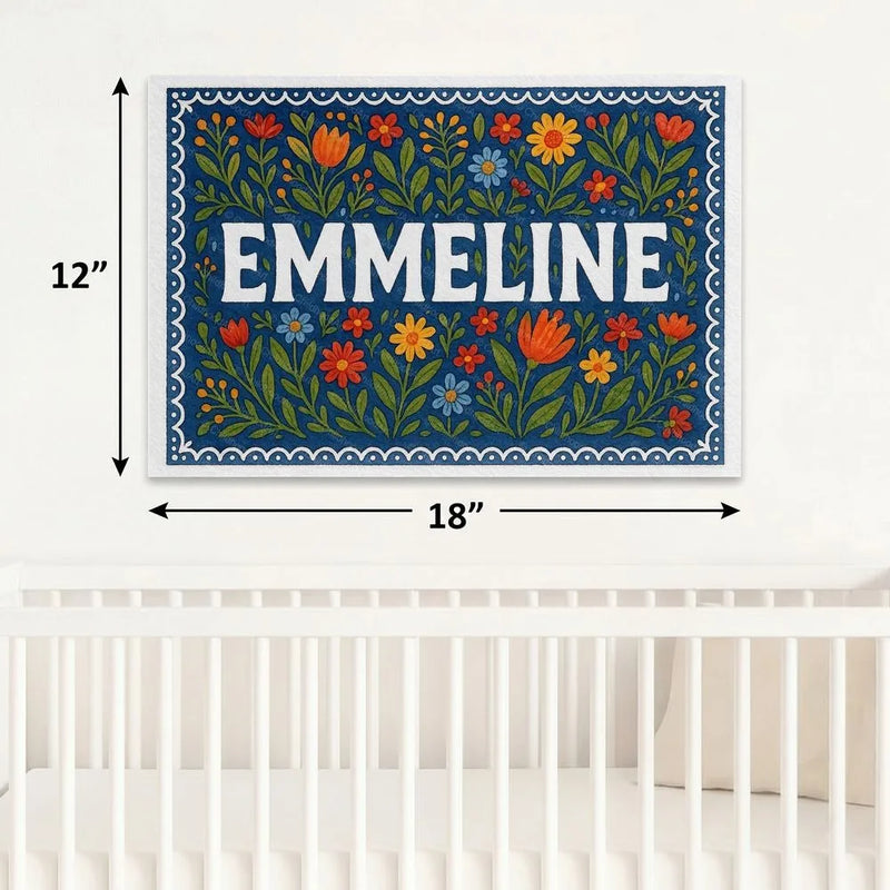 Emmeline Name Art - Floral Farmhouse personalized wall print for kids