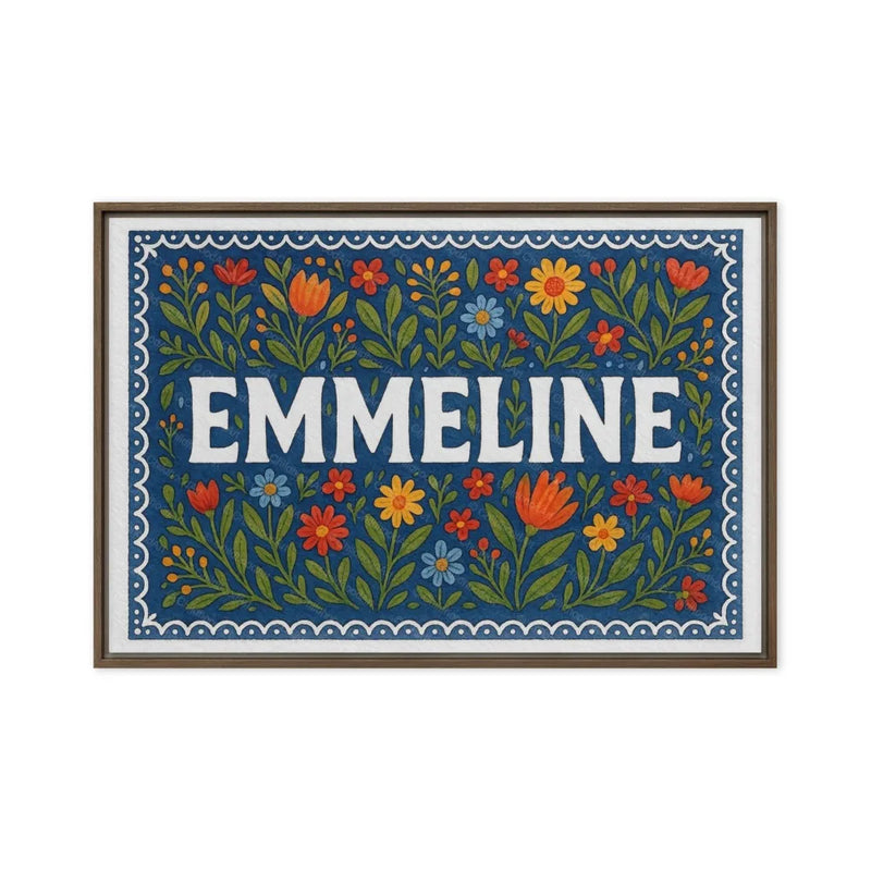Emmeline Name Art - Floral Farmhouse personalized wall print for kids