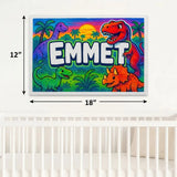 Emmet Name Art - Dinosaur Adventure personalized wall print for kids