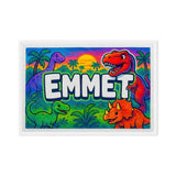 Emmet Name Art - Dinosaur Adventure personalized wall print for kids