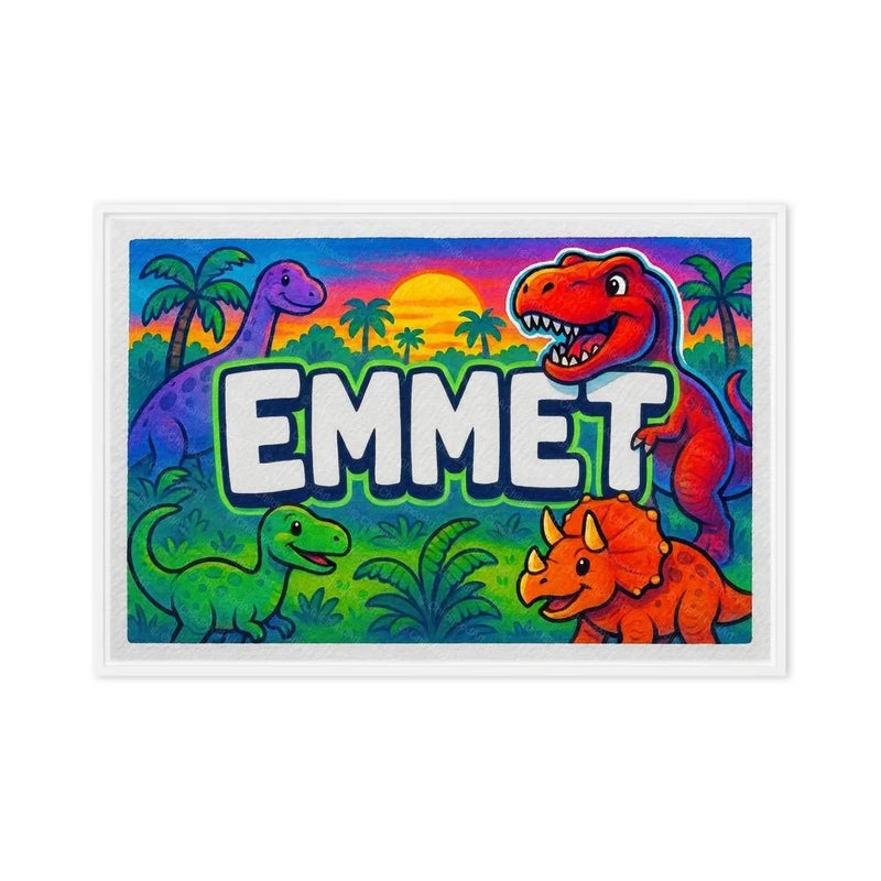 Emmet Name Art - Dinosaur Adventure personalized wall print for kids