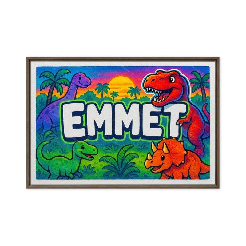 Emmet Name Art - Dinosaur Adventure personalized wall print for kids