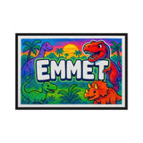 Emmet Name Art - Dinosaur Adventure personalized wall print for kids