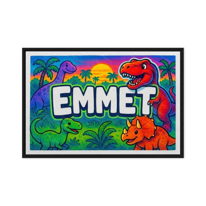 Emmet Name Art - Dinosaur Adventure personalized wall print for kids