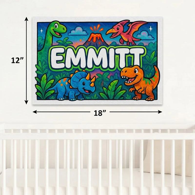 Emmitt Name Art - Dinosaur Adventure personalized wall print for kids