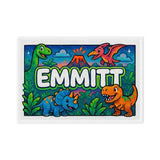Emmitt Name Art - Dinosaur Adventure personalized wall print for kids