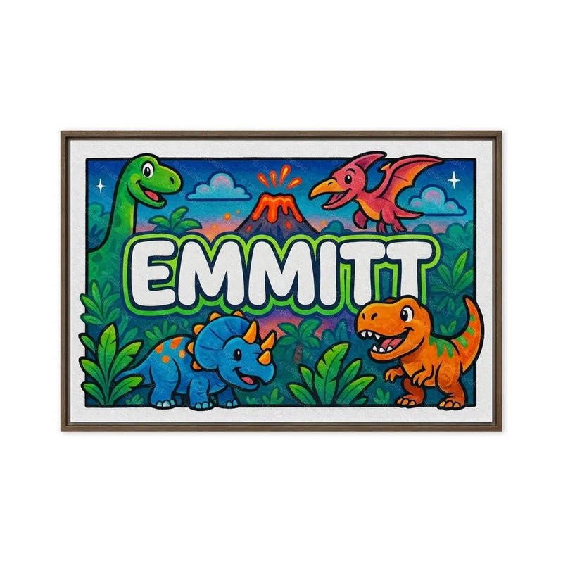 Emmitt Name Art - Dinosaur Adventure personalized wall print for kids